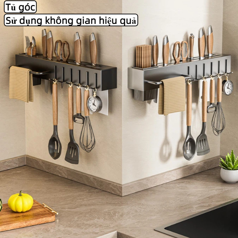 Kệ Treo Tường Nhà Bếp Inox Đa Năng - Không Cần Khoan, Để Được Dao Kéo Muỗng Đũa,Dùng Cho Phòng Bếp