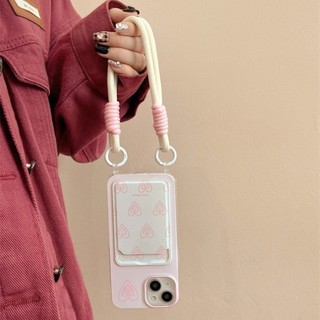 DànhCho IPhone 17 16 15 14 13 12 11 ProMax XR XS Max 78 Plus Màu hồng tình yêu lanyard trường hợp điện thoại
