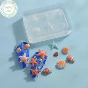 PUSKY Nail Art Khuôn Silicon Mềm Vỏ Conch Khuôn 3D Silicon Khắc Đại Dương Phong Cách DIY Thiết Kế Móng Tay Mẫu Phụ Kiện Móng Tay Cho Salon VN