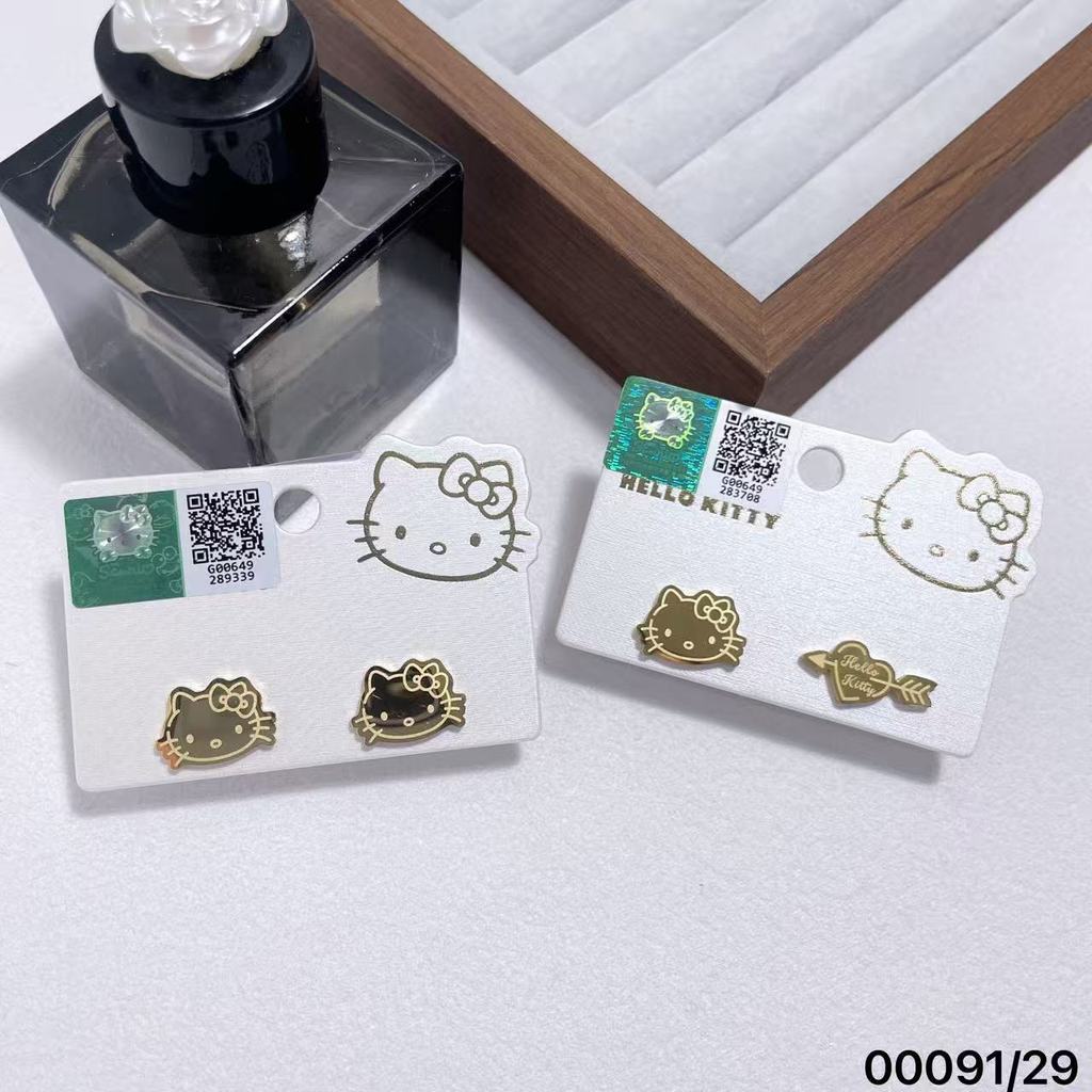Bông tai hoạt hình vàng tinh tế Hello Kitty