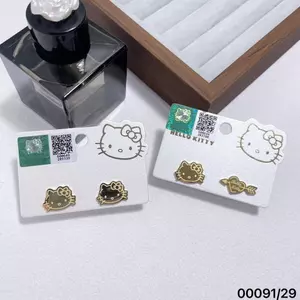 Bông tai hoạt hình vàng tinh tế Hello Kitty