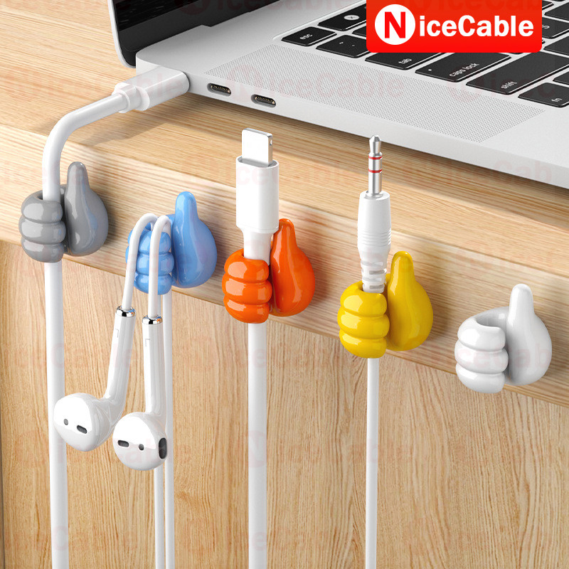 Bộ sắp xếp cáp hình ngón tay cái Máy tính để bàn Dây quản lý Giá đỡ dây lưu trữ cho tai nghe Cuộn dây chuột