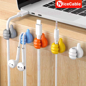 Bộ sắp xếp cáp hình ngón tay cái Máy tính để bàn Dây quản lý Giá đỡ dây lưu trữ cho tai nghe Cuộn dây chuột