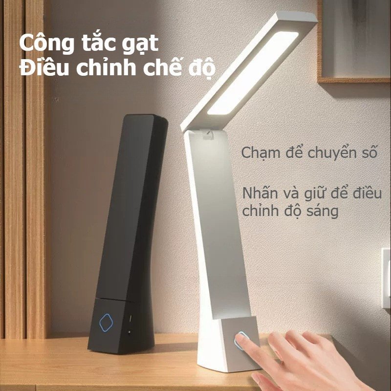 đèn bàn học đèn bàn cảm ứng chống cận thị 3 chế độ sáng cảm ứng 1 chạm pin sạc USB nhỏ gọn cho học