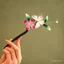 Kẹp tóc handmade Lily of the Valley với cánh hoa hồng, phong cách cổ điển, phù hợp với hanfu và mũ đội đầu