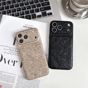 Ốp điện thoại chất liệu PU hình hoa công cho iPhone 17 Pro max