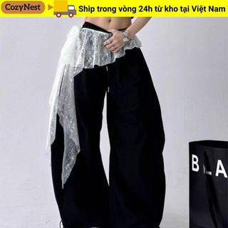 Váy COZYNEST Ren Xù - Mini dạo phố với ren không đều và xếp ly hoa thêu eo cao