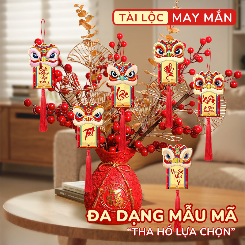 Bao lì xì liễng treo Tết 2026, bao đựng tiền có dây treo tua rua dùng treo cây mai đào trang trí