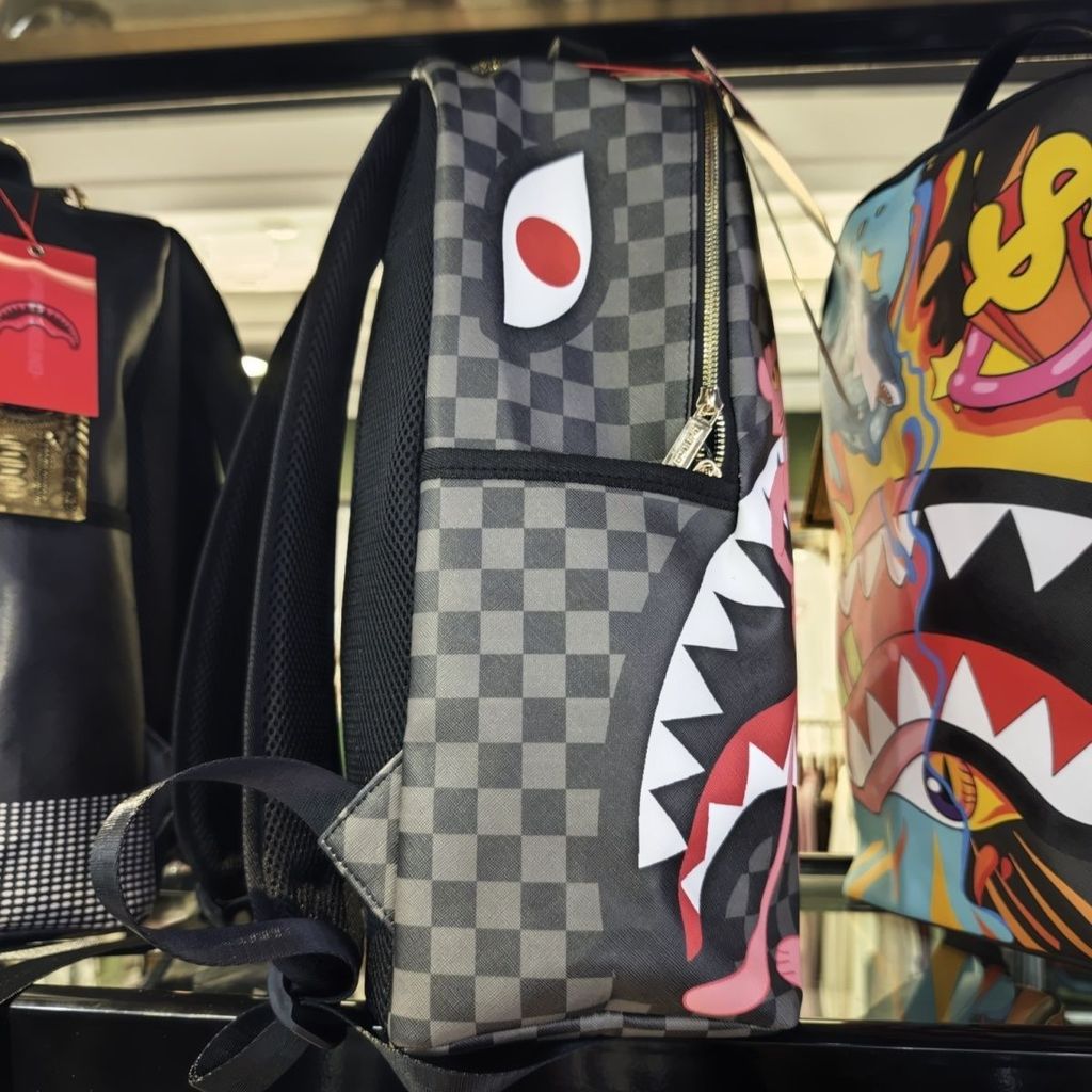 SG Shark Schoolbag Ánh Sáng Sang Trọng Học Sinh Cá Mập Mỏ Hồng Da Báo Cá Mập Nam Nữ Dung Tích Lớn Hợp Thời Trang Schoolbag Mỹ Ba Lô Độc Đáo Ba Lô Túi Máy Tính