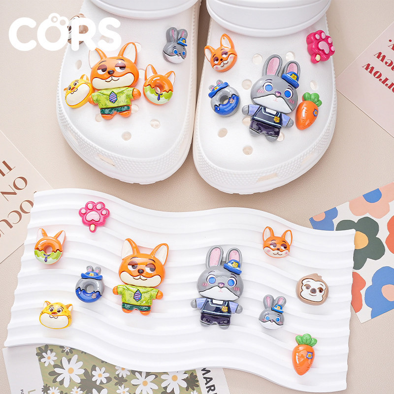 Phụ Kiện Giày Lỗ Crazy Animal City Fox Nick Judy Giày Cà Rốt Hoa Thích Hợp Cho Crocs Khóa Giày Có Thể Tháo Rời Khóa Giày Lỗ Khóa Giày Busch Khóa Giày Zhibixing ins Giày Hoa