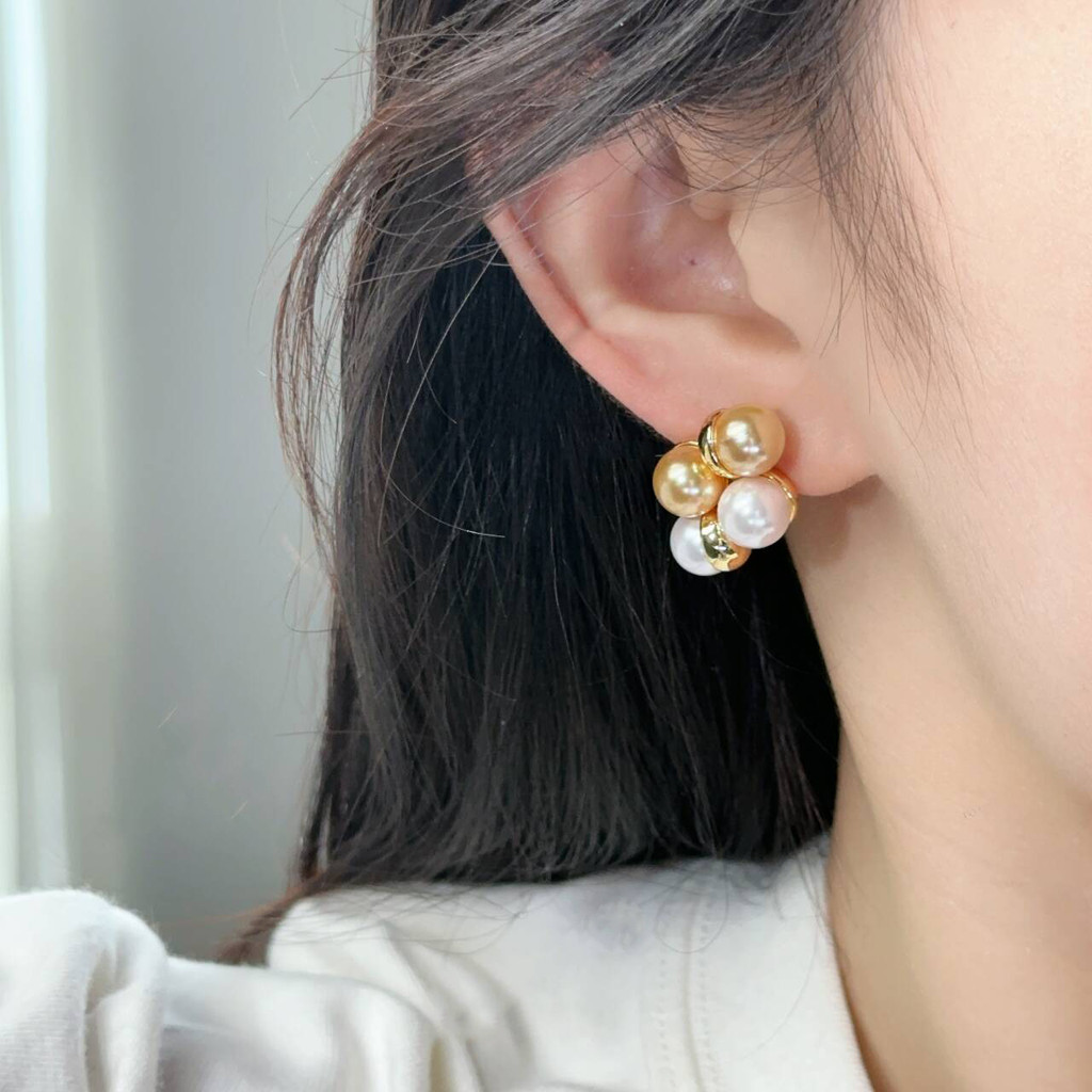 Bông tai ngọc trai đơn giản thời trang kim bạc S925