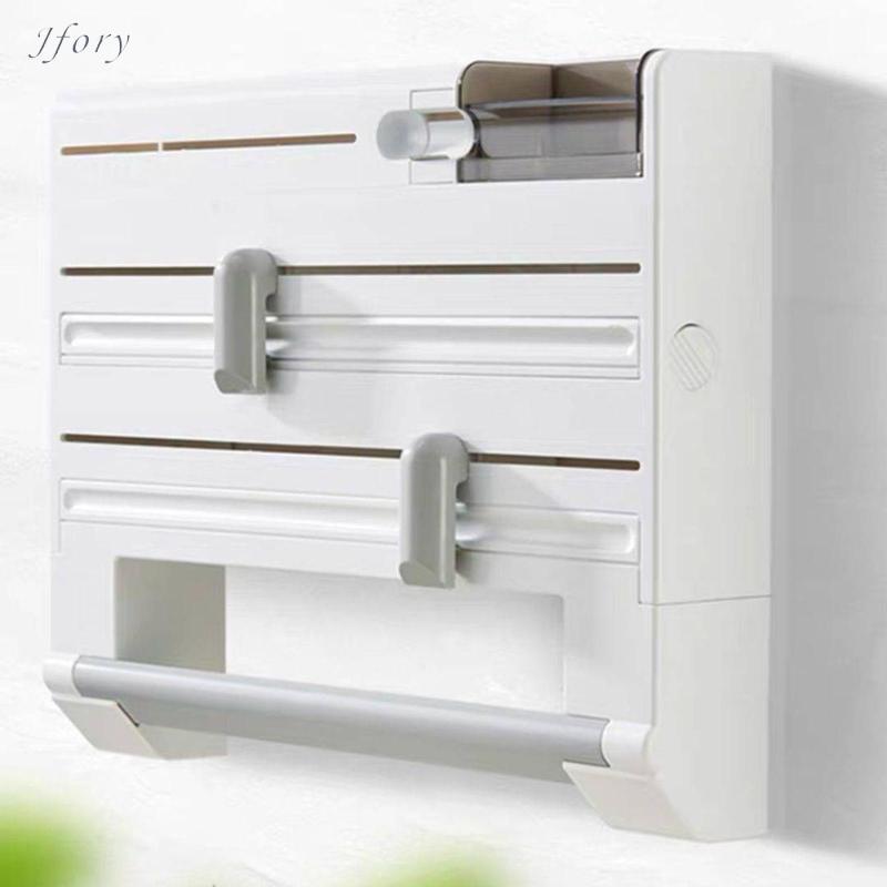 Jfory Giá treo tường nhà bếp 6 trong 1 để bọc giấy và đựng khăn giấy cho gia đình và quán cà phê