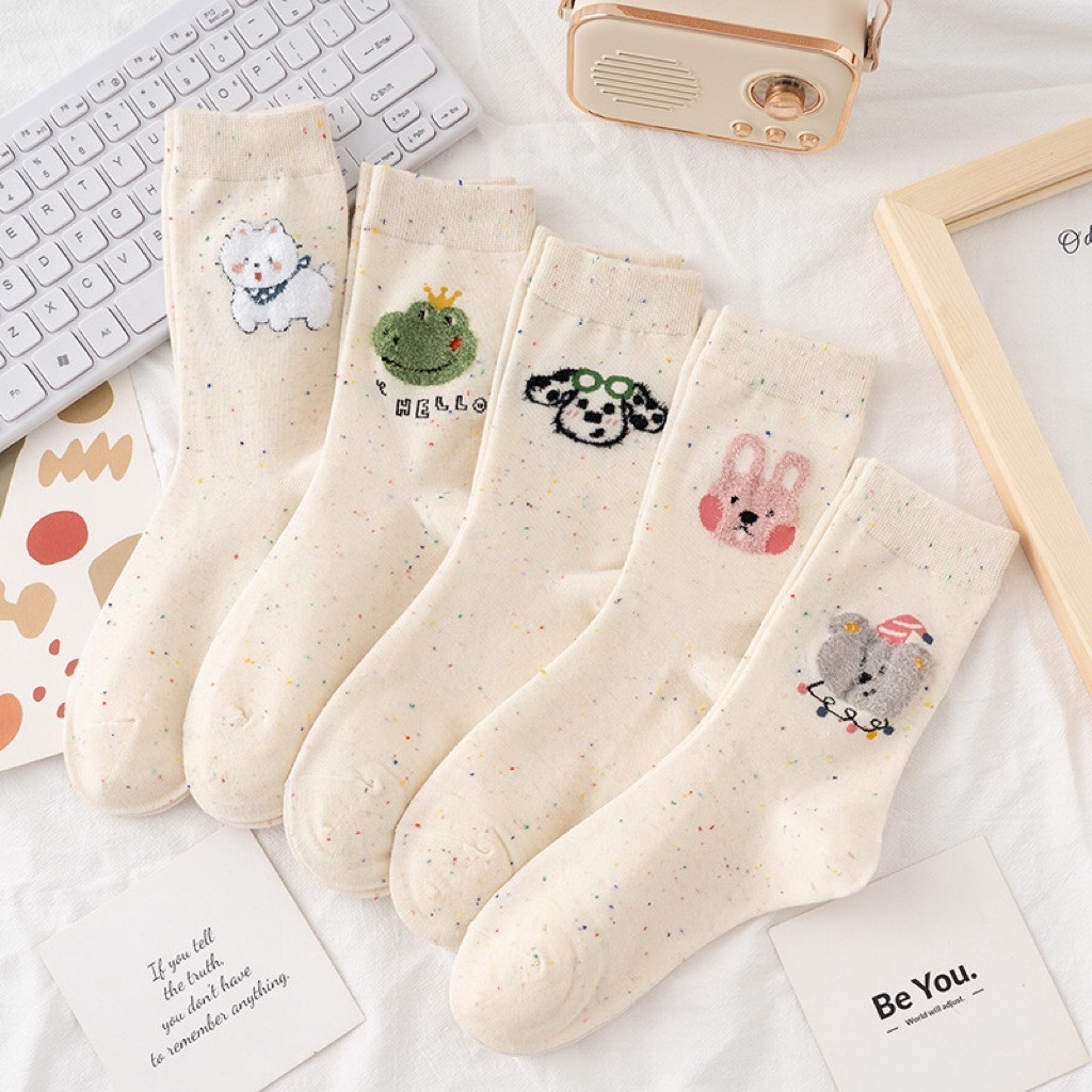 Set 10 đôi tất cổ cao in hình thú chú ếch ngộ nghĩnh new[T2-KHO3]