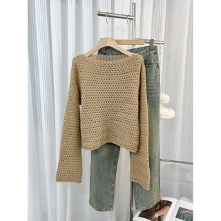 Áo len dệt kim chui đầu nữ màu trơn dáng ngắn