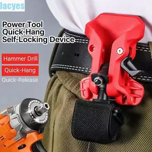 Dụng cụ LACYES Móc treo thắt lưng, Kẹp đai giữ mũi khoan chống trượt tự khóa, Khóa đôi đa năng Độ cứng cao Phát hành nhanh Dụng cụ kẹp đai khoan