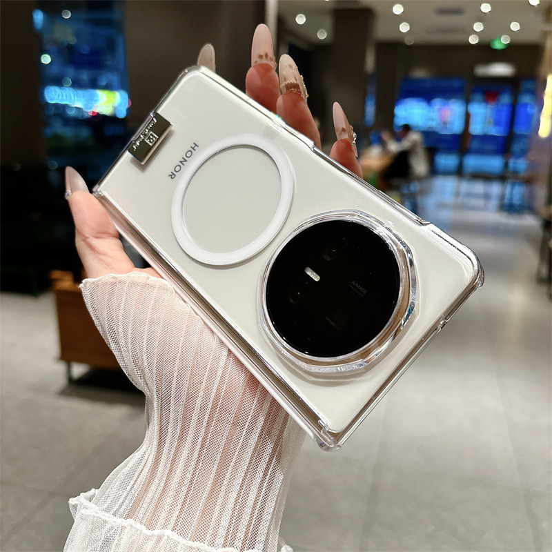 Ốp điện thoại trong suốt trục trung tâm từ tính mạnh mẽ cho Honor Magic V5 V3 V2 Vỏ chống sốc