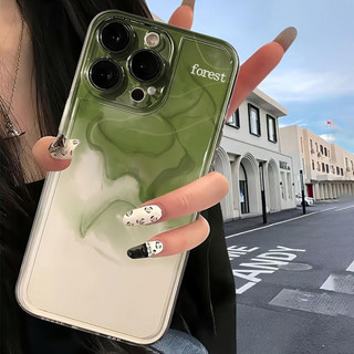 Ốp bảo vệ màu xanh lá cây matcha tươi tương thích với iPhone17 / 16plus / 15 Pro / 14 / 13 / 12 / 11Pro max / xs max chống rơi 7 / 8Plus / xr / x / xs
