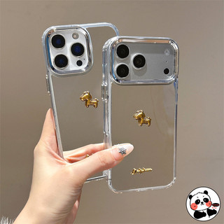 Ốp Điện Thoại Gương Ngựa Vàng Năm Mới Cho Huawei Pura 80 70 Pro Plus Ultra P60 P50 P40 Lite P30 Mate 70 60 50 40 30 Pro Plus 50E 40E 30E Pro Vỏ Mềm Sang Trọng
