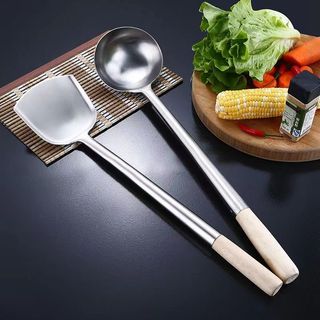 Thìa inox đầu bếp không từ tính, muỗng nấu ăn lớn cho căng tin, khách sạn