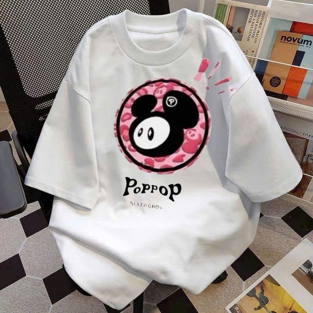 áo thun chữ POPOP  phong cách unisex form rộng cotton mẫu siêu hottrend