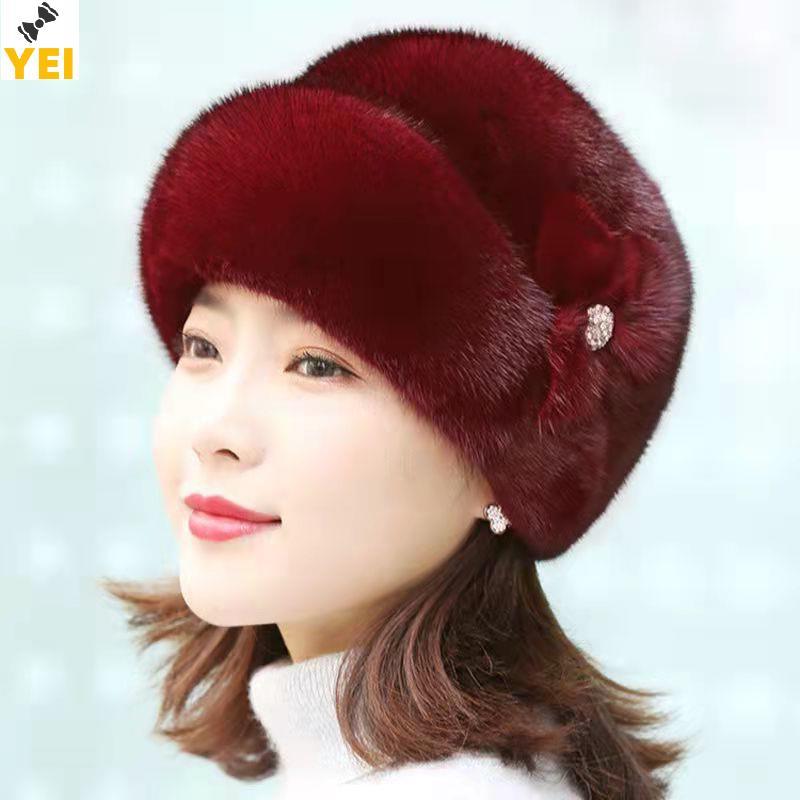 < YEI > Mũ trùm đầu mới thời trang Mũ ấm áp thời trang Mũ da Mũ mới