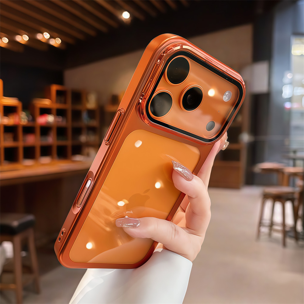 Ốp điện thoại khung trong suốt mạ điện cho iPhone 17 Pro Max Vỏ bảo vệ ống kính chống rơi vỏ cứng bảo vệ điện thoại