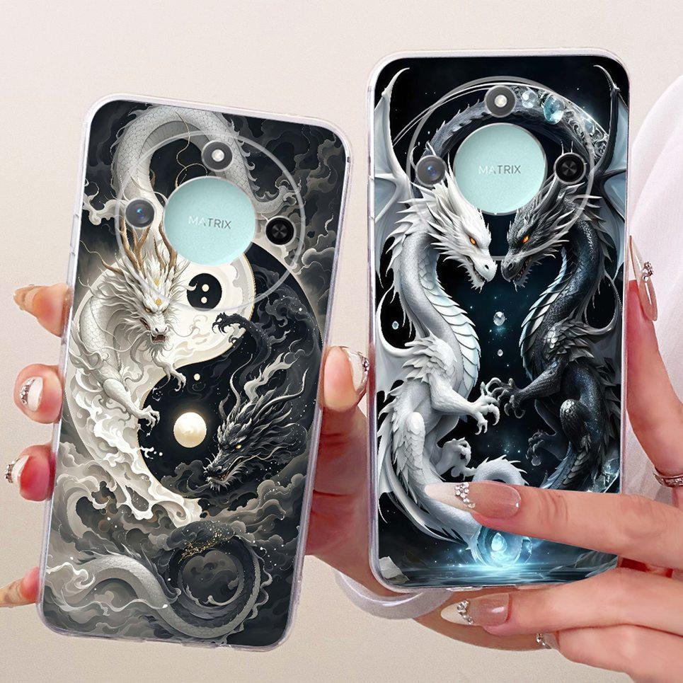 Dành Cho Honor X9C Smart Honor X60 Ốp Điện Thoại Rồng Trung Quốc Mèo Dễ Thương Hoạt Hình Họa Tiết Rồng Vỏ Mềm Trong Suốt Silicon Ốp Lưng