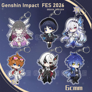 New Genshin Impact Keychain 2026 FES Flins Columbina Arlecchino Cute Cartoon Anime Acrylic Pendant Keyring Backpack Jewe