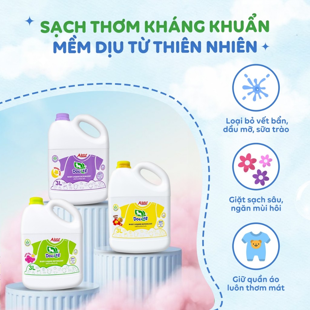 [CHỌN MÀU] Nước Giặt Xả Quần Áo DOCILEE Đậm Đặc, Tiện Lợi Lưu Hương Lâu, Sạch Thơm Mềm Mại, Cho Da Nhạy Cảm
