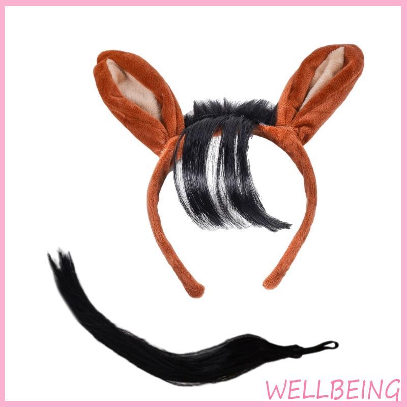 Wellb Tai Ngựa Băng Đô Đuôi Ngựa Halloween Ngựa Trang Phục Phụ Kiện Cho Trẻ Em Người Lớn