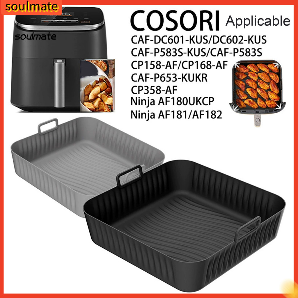 Linh hồn| Khay nướng silicone Chảo silicon vuông Tấm lót nồi chiên không khí bằng silicon vuông cho Cosori 5qt / 6qt Thảm chống dính có thể tái sử dụng Máy rửa chén chịu nhiệt An toàn Hoàn hảo Phù hợp cho hình vuông