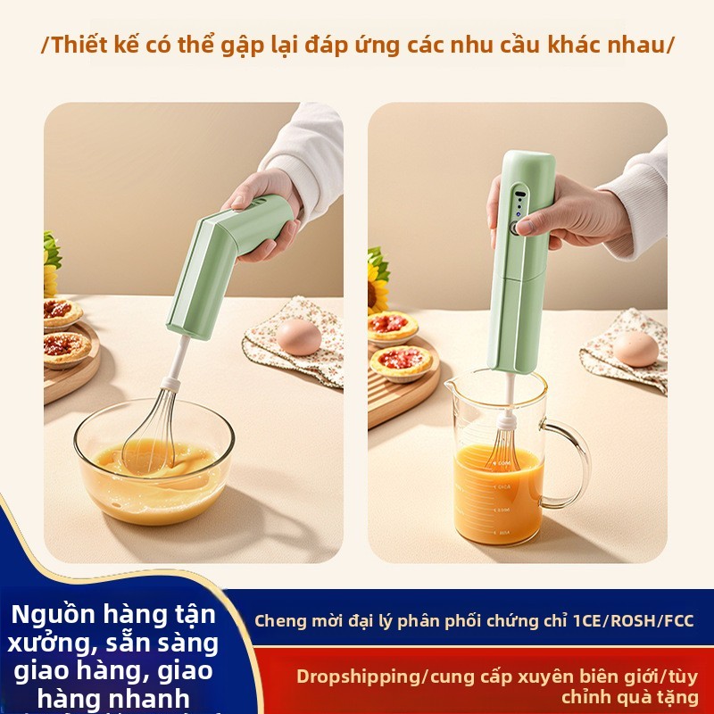 Máy Đánh Trứng Mới Điện Nhỏ Cầm Tay Trộn Đa Năng Sạc Không Dây Di Động Hộ Gia Đình Nướng Dụng Cụ Tiện Dụng XVQH