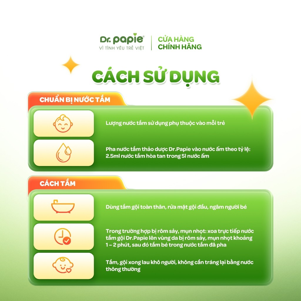 Combo 2 chai Nước tắm thảo dược Dr.Papie giúp giảm mẩn ngứa rôm sảy, an toàn cho bé sơ sinh (230ml/chai)
