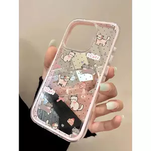 Đen Dot Bow Kitten 3 trong 1 cho 17 16ProMax trường hợp điện thoại 15pro 14plus
