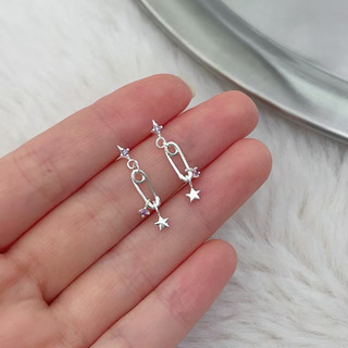 Bông tai bạc kim zircon hình ngôi sao tím - Thiết kế đơn giản ngọt ngào, phù hợp phong cách Hàn Quốc