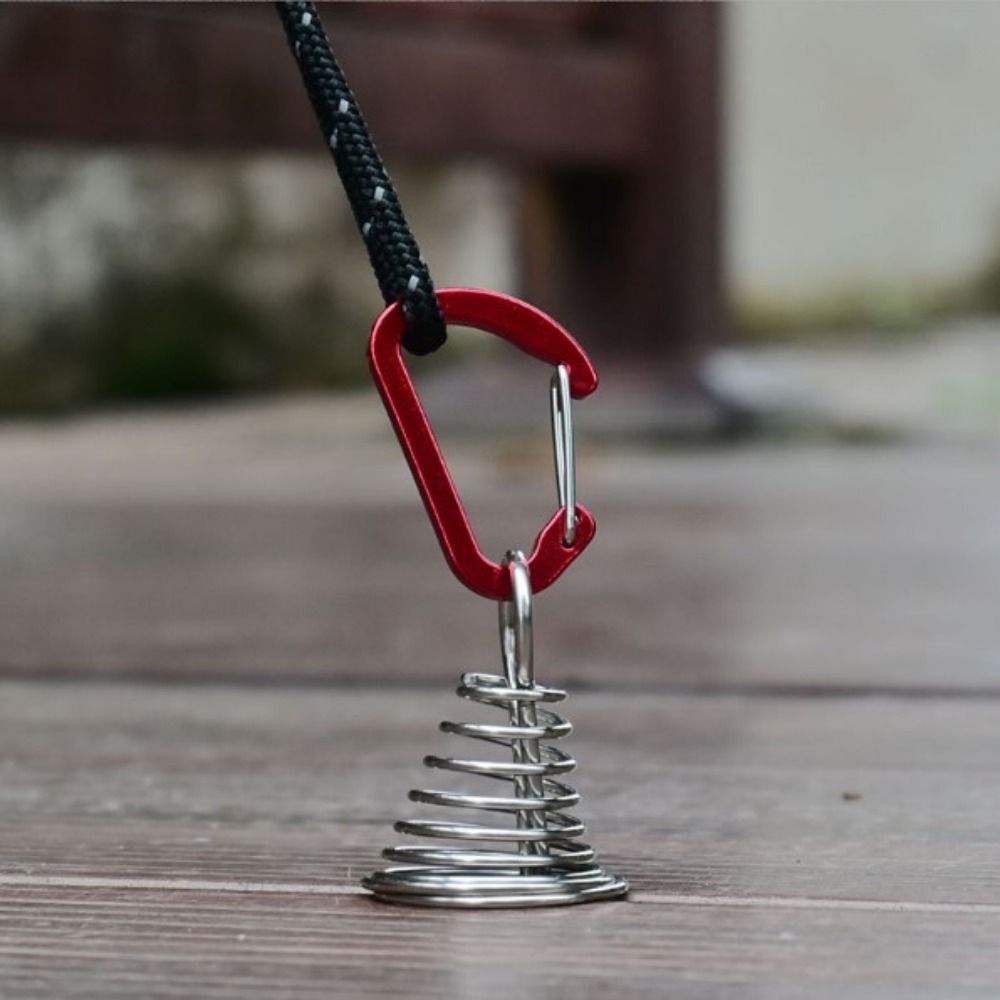 DARON 6 Chiếc Cắm Trại Ngoài Trời Sàn Móng Tay, Khóa Lò Xo Hợp Kim Nhôm Lều Bạch Tuộc Khóa Dây, Dây Gió Co Giãn Xương Cá Thép Không Gỉ Cố Định Lều Khóa Dây Chống Gió