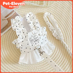 Đầm chấm bi cho thú cưng Quần áo cho chó mèo Dây xích mèo Đi bộ chống vỡ Dây Vest cho chó cưng Maltese Yorkshire Dây đeo ngực