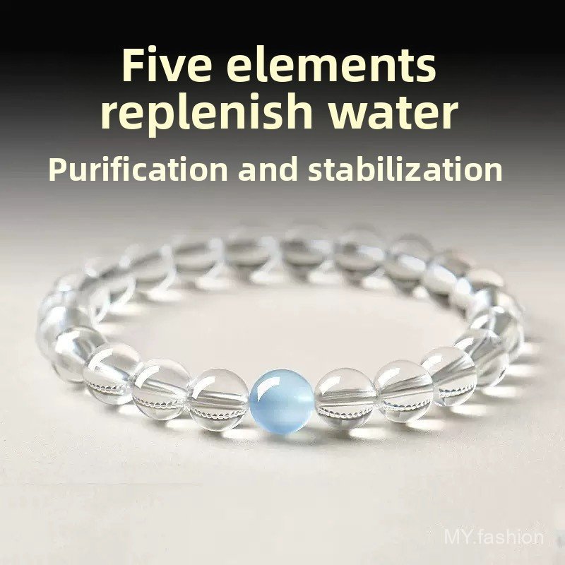 Vòng tay đính cườm thủy tinh trắng xanh Aquamarine - Thời trang hai lớp cho bạn gái, vẻ đẹp tươi mát và cổ điển