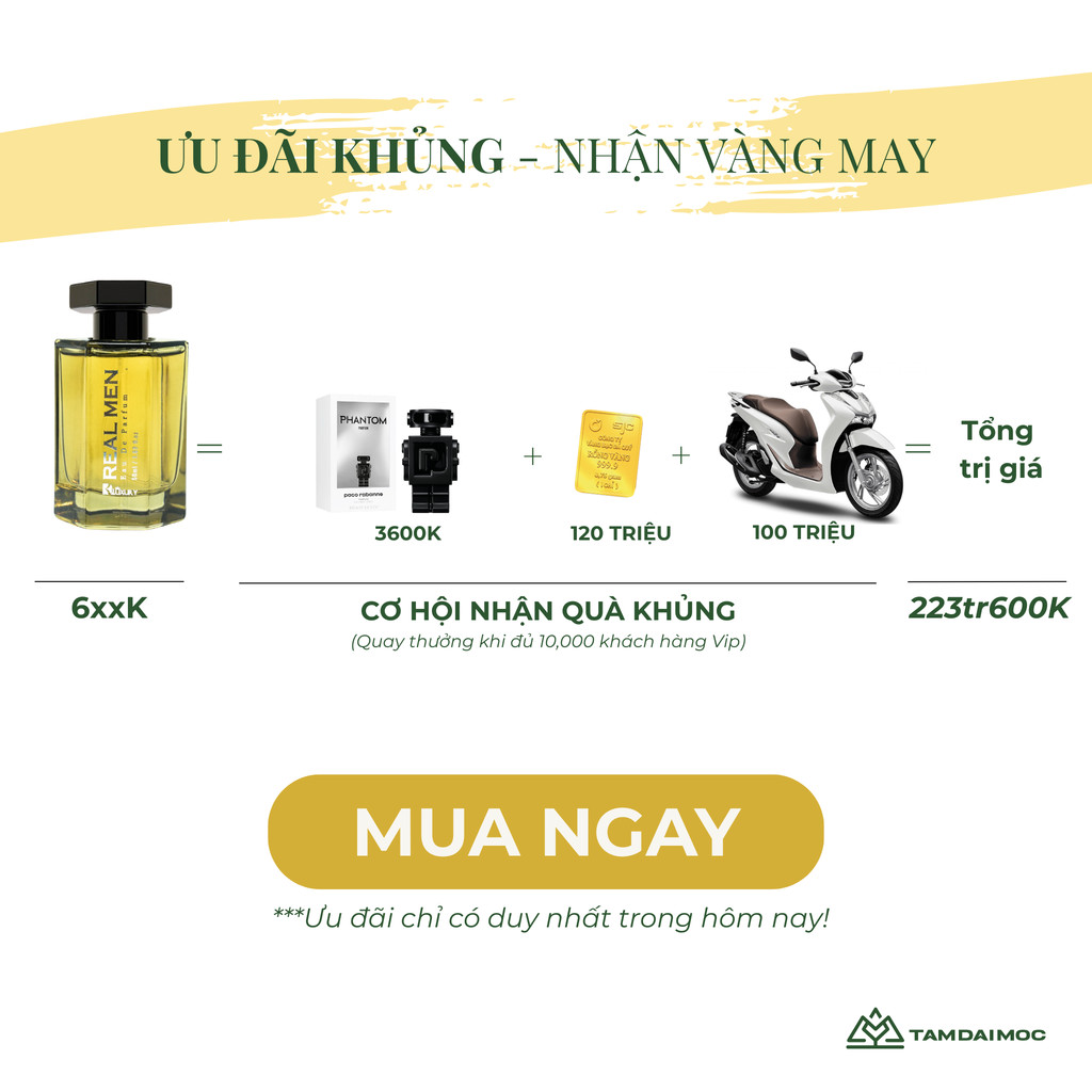 Nước Hoa Nam BK Luxury REAL MEN 50ml Hương Tiêu Cay Nồng Ấm Áp Lịch Lãm Lưu Hương Lâu | TAM ĐẠI MỘC