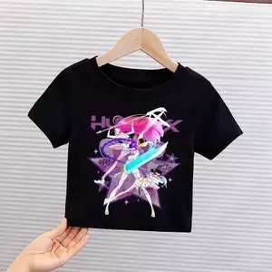 thun cổ tròn cotton phổ biến ngắn tay Áo Gái hình hoạt hình mùa hè K-Pop