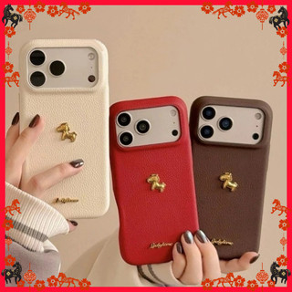 Ốp Lưng Mới Năm Mới Típ Ngựa Trang Trí Ốp Lưng Hình Tròn Cao Cấp iPhone 11/12/13/XR/14/15/16/17/7/XR Pro Max Plus Vân Da