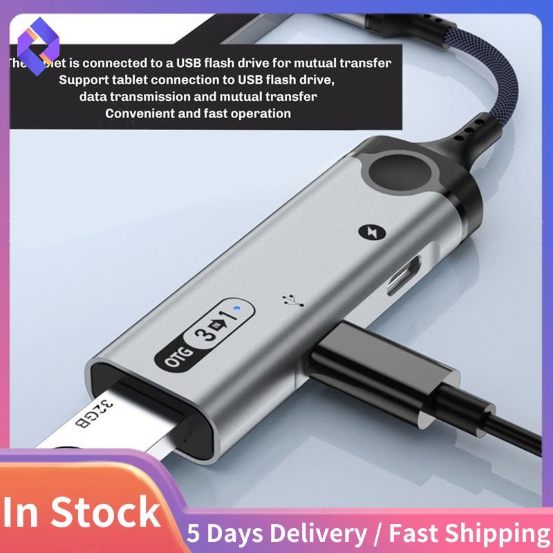 PD 60W Docking Station Bộ chuyển đổi OTG 3in1 Type-C Bộ chuyển đổi USB Đầu đọc thẻ đĩa U ngoài Sạc Android