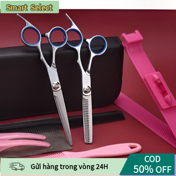 【COD】Bộ kéo cắt tóc chuyên nghiệp gồm kéo thẳng và kéo răng tỉa thưa, đáp ứng mọi nhu cầu tạo kiểu và chăm sóc tóc.