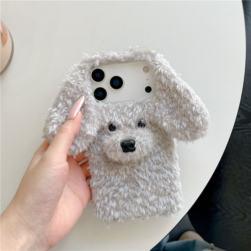 Teddy Dog iphone17promax Plush Apple 16promax Thu Đông Vỏ Điện Thoại 15 Vỏ Bảo Vệ