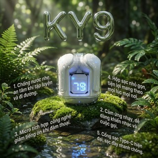 Tai nghe không dây Bluetooth KY9pro, chống mồ hôi, thích hợp để chơi game và khử tiếng ồn