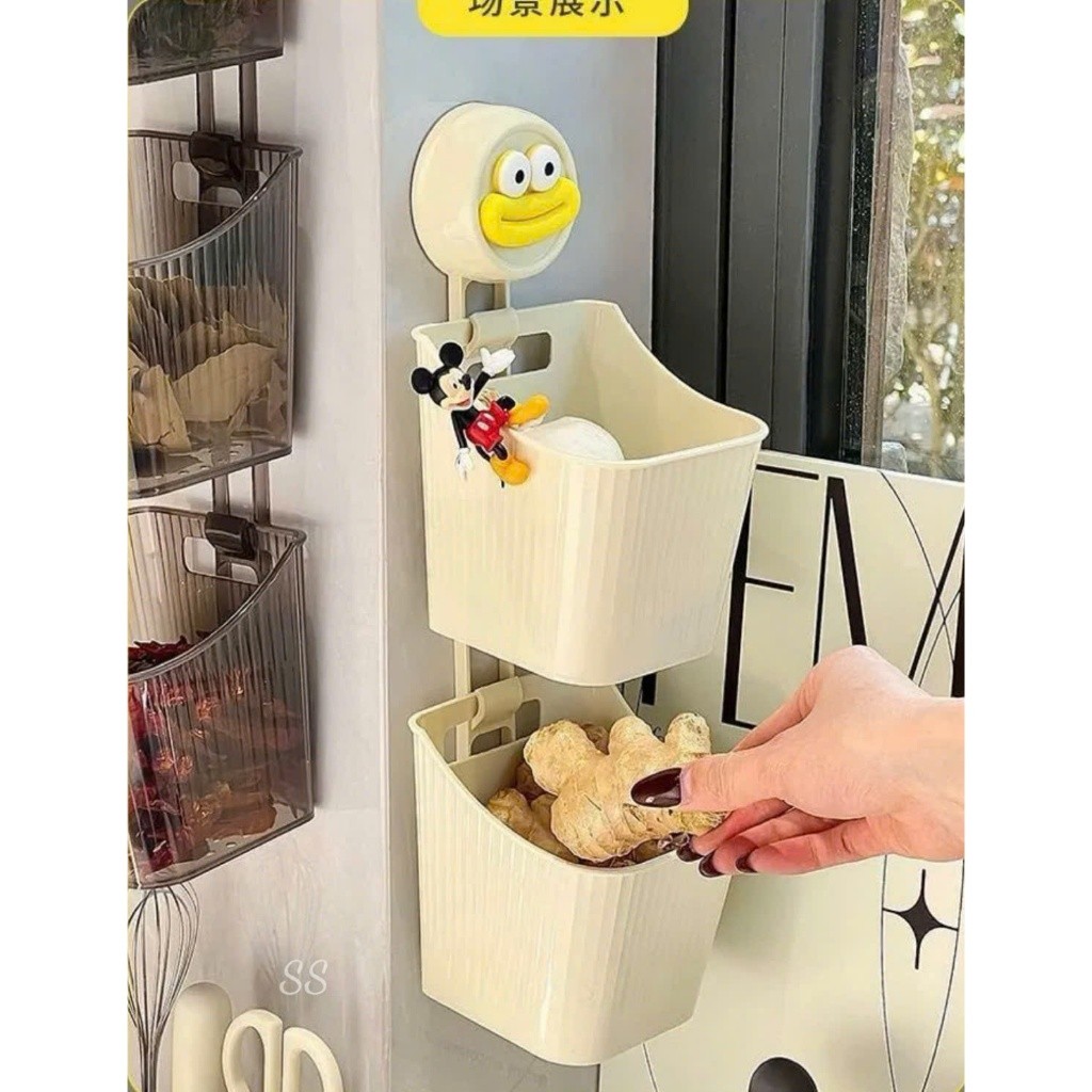 Sét 2 Hộp đựng Hành Tỏi Rau Củ và các vật dụng khác Có Móc Treo Dán Tường Siêu Tiện Lợi