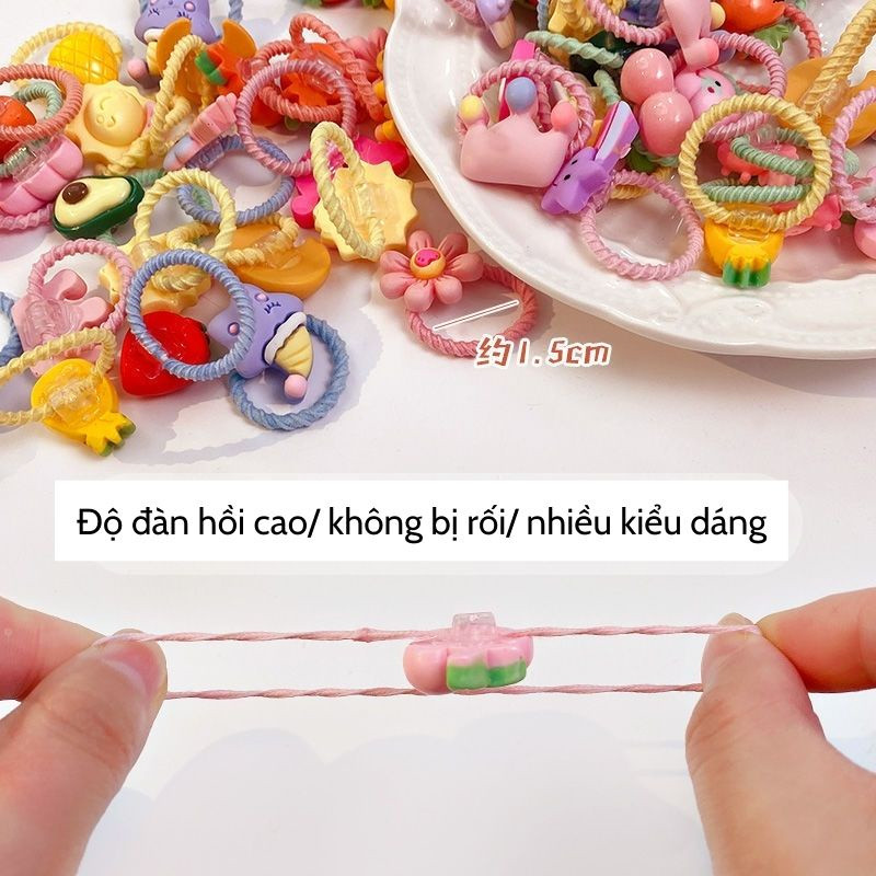 Set 50 chun buộc tóc túi zip xoắn co giãn cho bé yêu