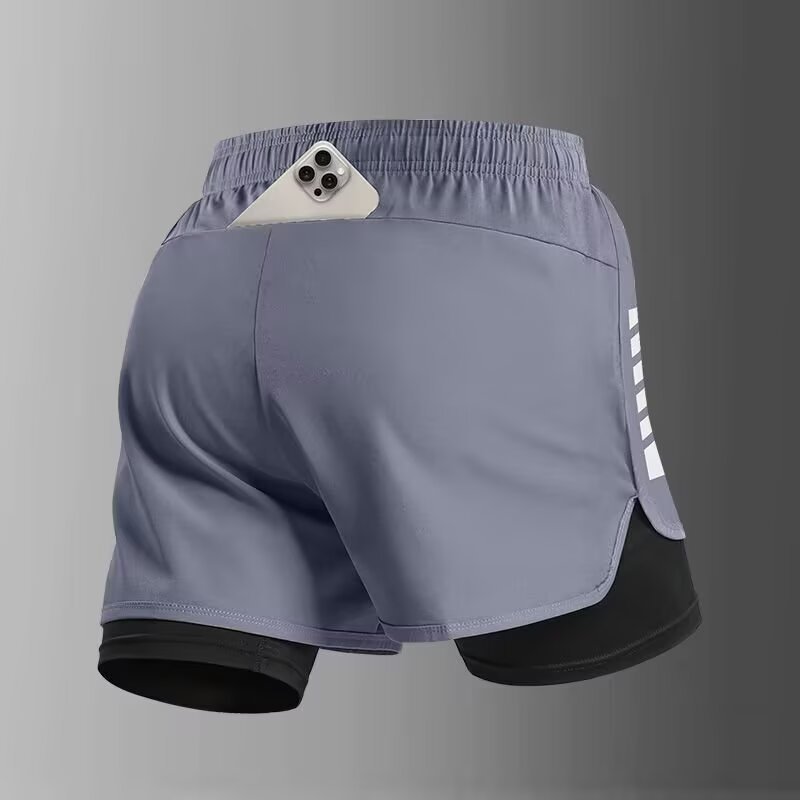 Quần short chạy bộ nam có túi đựng điện thoại, chất liệu thấm hút mồ hôi tốt