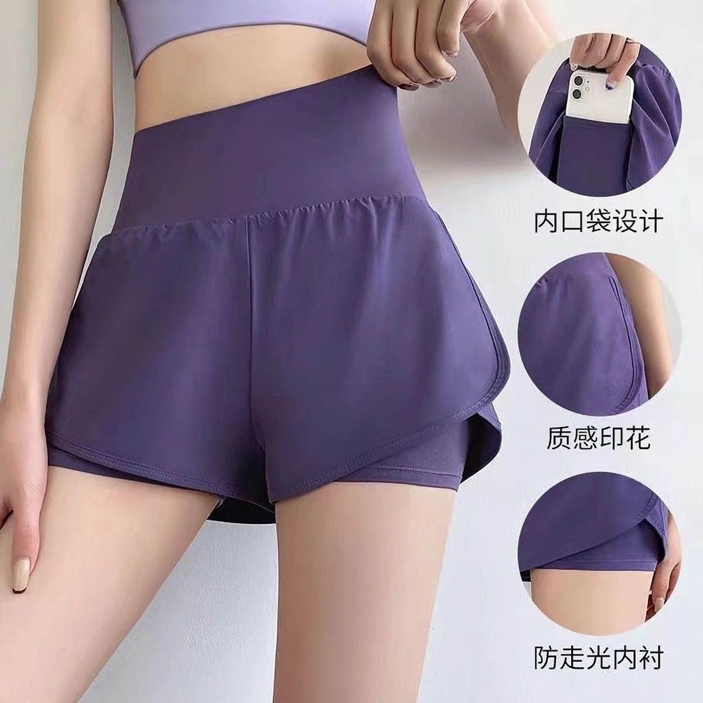 Quần short thể thao mùa hè 2025 giả hai mảnh chống trầy xước, phù hợp gym và yoga