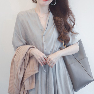 Váy Midi Cổ Sơ Mi Thắt Eo Nữ – Váy Dài Thanh Lịch Dễ Phối Đồ,Mặc Đi Làm Đi Chơi đều đẹp